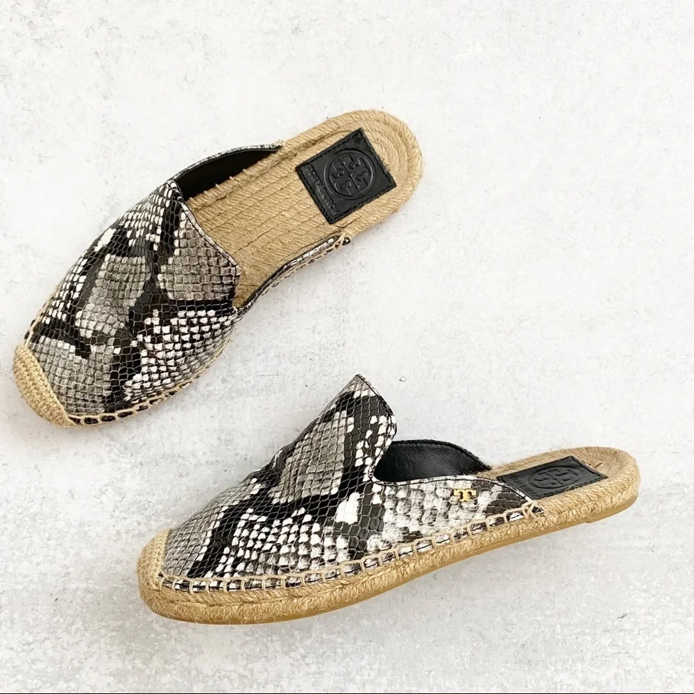 Tory Burch || Max Snake Embossed Espadrilles Slides‎ Mules Slip Ons 5.5